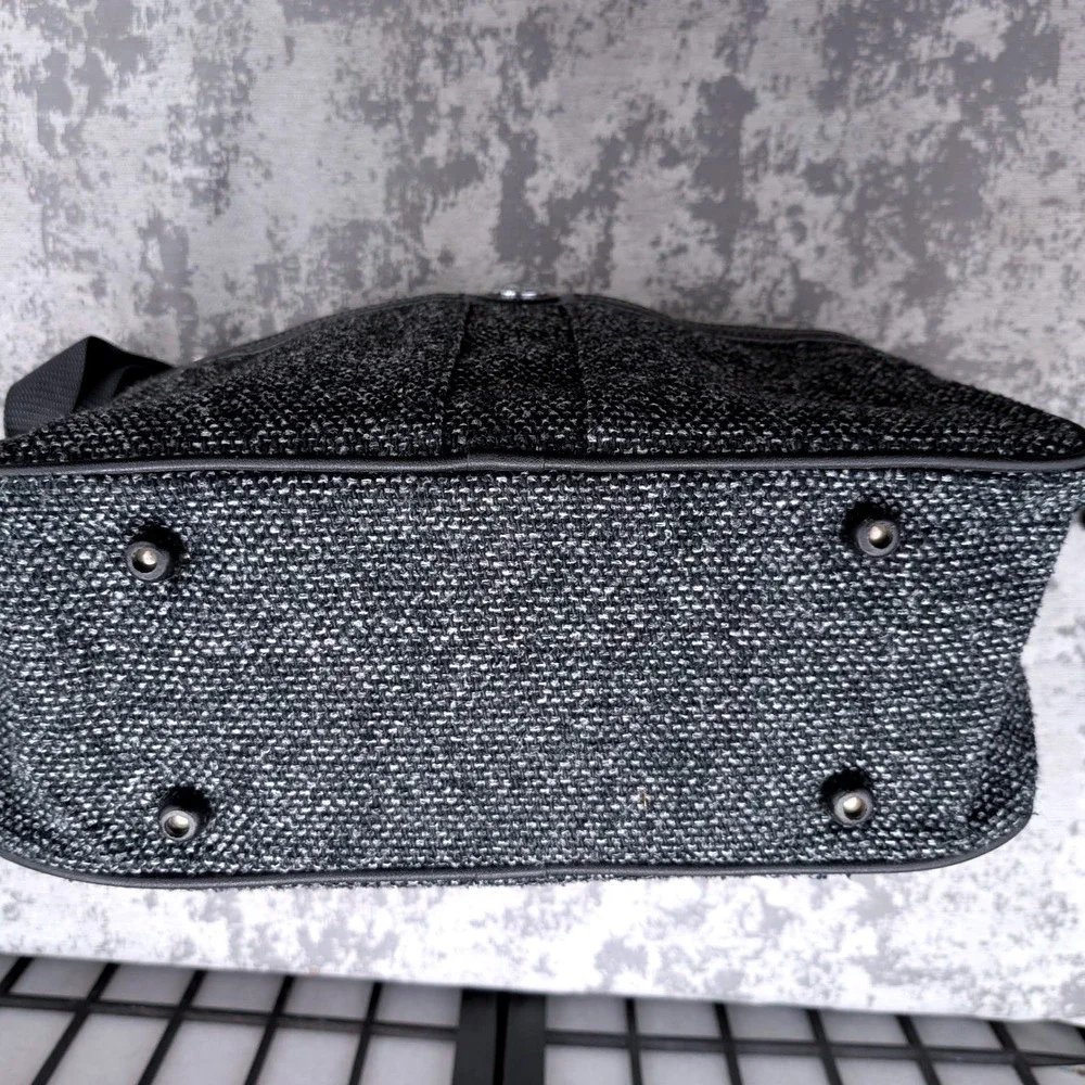 Vintage Jordache Messenger Bag Grey Black Woven Travel Laptop Bag Adjustable